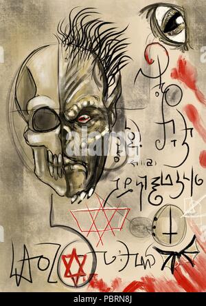 Necronomicaon libro dei morti pagina fantasia Foto Stock