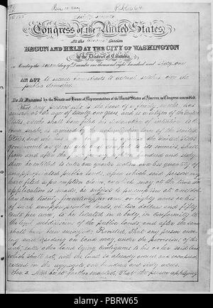 Atto di Maggio 20, 1862 (Homestead Act), Diritto pubblico 37-64 (12 STAT 392)., 20-05-1862 - 20-05-1862, Pagina 1 di 4 Foto Stock