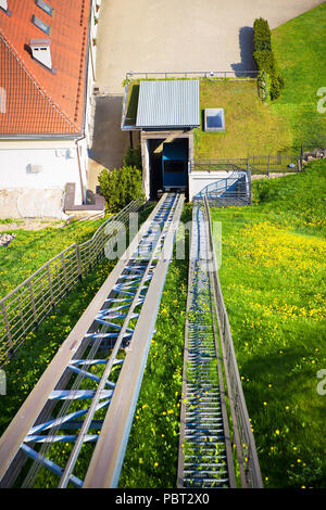 La funicolare in cima alla torre di Vilnius - Lituania Foto Stock