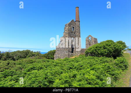 Resti di cura Galver miniera, Rosemergy vicino Zennor, Cornwall, Inghilterra, Regno Unito. Foto Stock