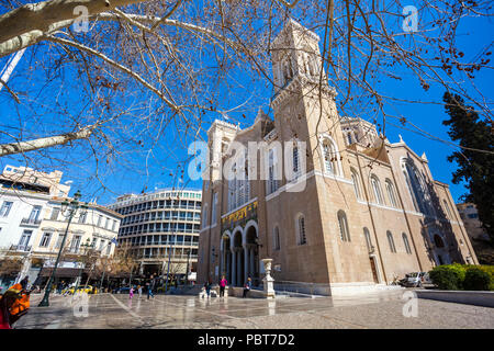 11.03.2018 Athens, Grecia - principali cristiani ortodossi Cattedrale Metropolitana di tutta la Grecia. Foto Stock