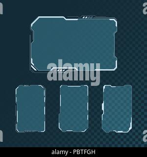 HUD futuristico interfaccia utente gli elementi dello schermo impostata. Abstract il layout del pannello di controllo di design. Sci Fi tech virtuale display. Illustrazione Vettoriale Illustrazione Vettoriale