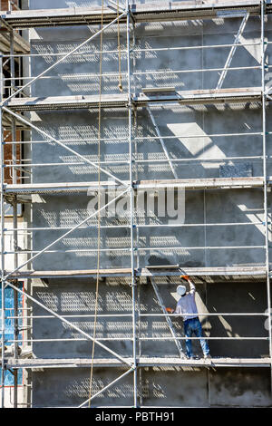 Miami Florida,OMNI Center,centro,sotto costruzione cantiere costruttore,costruzione,impalcatura,metallo impalcatura,lavoratore,lavoratori,lavoratore,lavoratore,lavoratore,costruire,construu Foto Stock