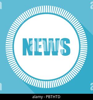 News modificabile vettore piatto icona, piazza pulsante web, blu il computer e lo smartphone applicazione sign in eps 10 Illustrazione Vettoriale