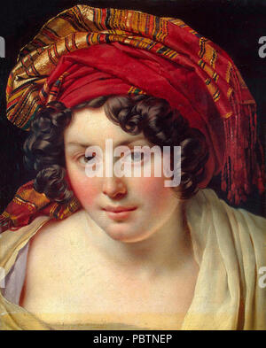 Testa di donna in un turban - Anne-Louis Girodet de Roussy-Trioson, circa 1820 Foto Stock