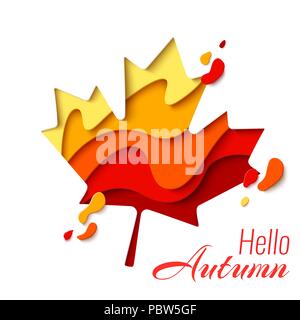 Vector autunno modello di vendita banner con Foglia di acero Illustrazione Vettoriale