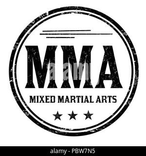MMA ( Mixed Martial Arts) grunge timbro di gomma su sfondo bianco, illustrazione vettoriale Illustrazione Vettoriale