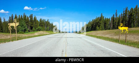 Segnale di avvertimento in corrispondenza di Grande Cache Canada Foto Stock