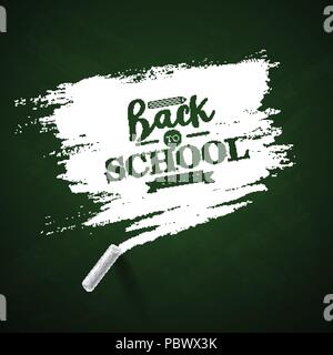 Si torna a scuola design con il gesso e la tipografia scritte sulla lavagna verde backgroundVector illustrazione per biglietto di auguri, banner, flyer, invito, opuscolo o poster promozionali. Illustrazione Vettoriale