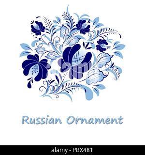 Vettore di sorprendenti modelli di fiori in stile Gzhel. Illustrazione Vettoriale