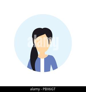 Brunette donna avatar isolato femmina senza volto personaggio dei cartoni animati piana verticale Illustrazione Vettoriale