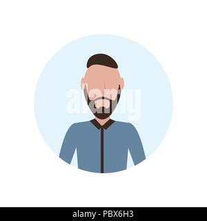 Brunette uomo avatar isolato barba senza volto maschile personaggio dei cartoni animati piana verticale Illustrazione Vettoriale