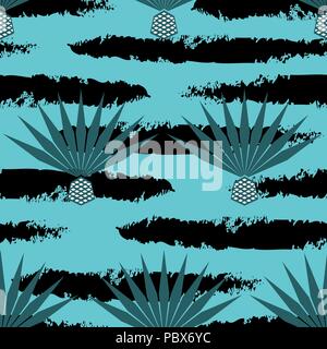 Agave blu vector seamless pattern. Succulento, cactus sfondi. Illustrazione Vettoriale