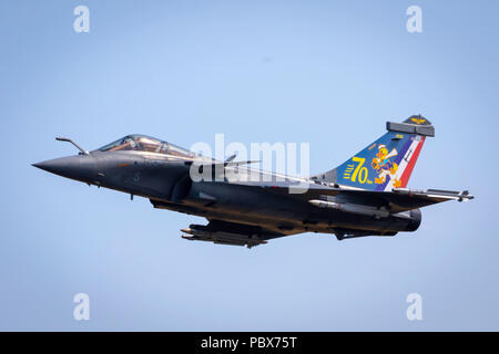 Fairford, Gloucestershire, Regno Unito - Luglio 14th, 2018: Dassault Rafale Visualizza a Fairford International Air Tattoo 2018 Foto Stock
