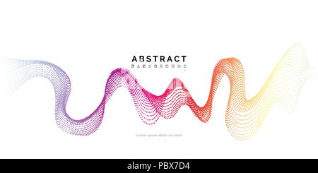 Sfondo astratto con punti linee. Particelle di vettore. Mezzitoni linea ondulata per affari, scienza e tecnologia design Illustrazione Vettoriale