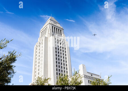 Los Angeles City Hall, California.L edificio è stato progettato da Giovanni Morbo di Parkinson, John C. Austin e fu completato nel 1928 Foto Stock