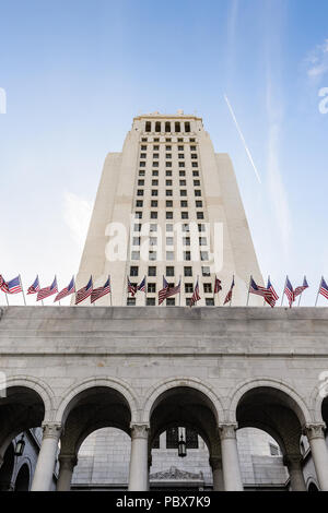 Los Angeles City Hall, California.L edificio è stato progettato da Giovanni Morbo di Parkinson, John C. Austin e fu completato nel 1928 Foto Stock