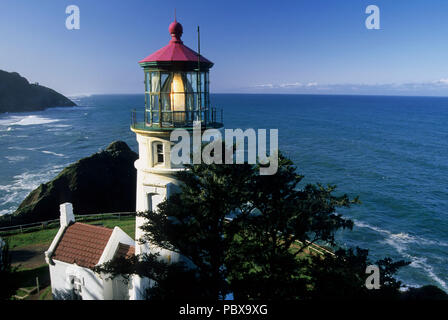 Heceta Head Lighthouse, Heceta Head Lighthouse parco statale, Siuslaw National Forest, Oregon Foto Stock