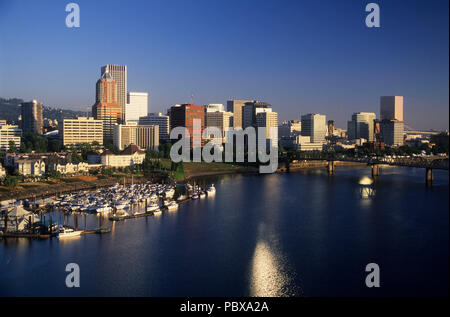 Downtown dal ponte Marquam, Portland, Oregon Foto Stock