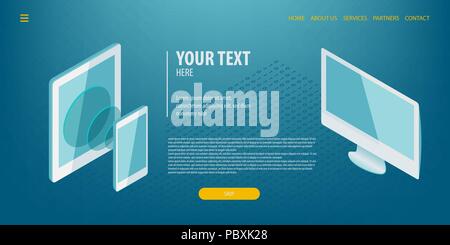 Connessione dati tecnologia isometrica Illustrazione Vettoriale