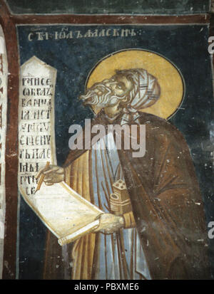 228 affreschi del Michele Arcangelo Chiesa di Lesnovo 08 Foto Stock