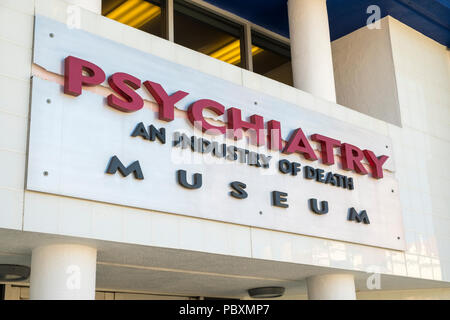La psichiatria una industria di morte museum, Hollywood, Los Angeles, la California, CA, Stati Uniti d'America, segno del logo Foto Stock