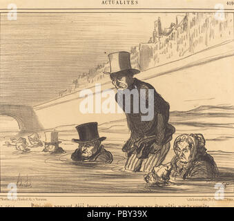 Honoré Daumier (francese, 1808 - 1879 ), Parisiens prenant... leurs précautions..., 1857, litografia, Rosenwald Collection 1958.8.179 284 Honoré Daumier, Parisiens prenant... leurs précautions... - Galleria Nazionale di Arte Foto Stock