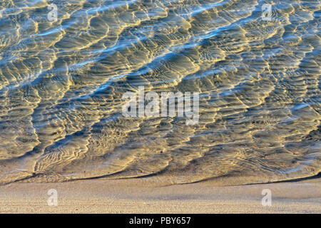 Vento increspature su Pine Lake vicino al litorale sabbioso, Parco Nazionale Wood Buffalo, Alberta, Canada Foto Stock