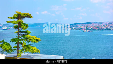 Lo Stretto del Bosforo e costa asiatica di Istanbul, Turchia Foto Stock