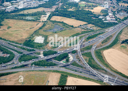 Una veduta aerea di M25/M2 Junction, Dartford Kent, sud-est dell' Inghilterra, Regno Unito Foto Stock