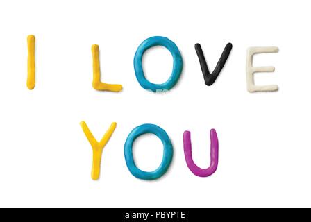 Artigianale di creta per modellare le parole ti amo Illustrazione Vettoriale