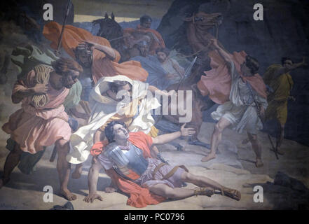 La conversione di san Paolo, pittura murale da Michel-Martin Drolling nella chiesa di Saint Sulpice, Parigi, Francia Foto Stock