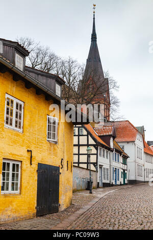 Street View di vecchia città di Flensburg, Germania Foto Stock