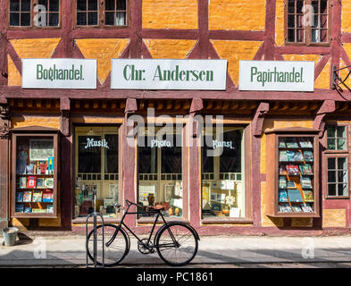 La vecchia libreria, la Città Vecchia di Aarhus, Danimarca Foto Stock