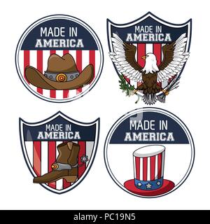 Set di emblemi USA Illustrazione Vettoriale