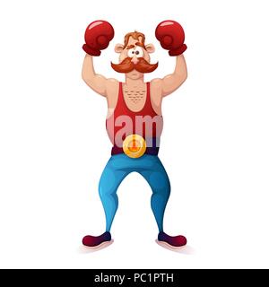 Divertente, grazioso, crazy - i personaggi dei cartoni animati boxer. Illustrazione Vettoriale