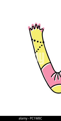 Crazy mani alfabeto, disegnati a mano la lettera V Illustrazione Vettoriale