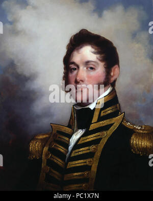 OLIVER HAZARD PERRY (1785-1819) americano comandante navale dipinta da Gilbert Stuart nel 1818 Foto Stock