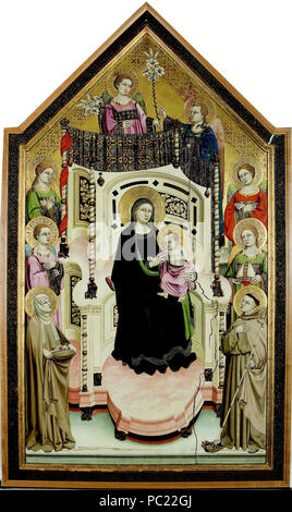 387 Maestro di Figline, Madonna in trono col Bambino fra San Ludovico di Tolosa e Sant'Elisabetta di Ungheria Foto Stock