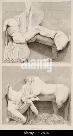 413 Metope dal lato sud del Partenone (2) - Centauromachy - Stuart James &AMP; Nicholas Revett - 1816 Foto Stock