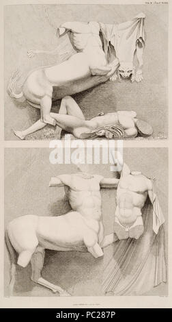 413 Metope dal lato sud del Partenone- Centauromachy - Stuart James &AMP; Nicholas Revett - 1816 Foto Stock