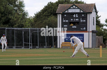 Grappenhall CC ( Grappers ) suonando Alderley Edge Cricket Club, ad ampio Lane, Grappenhall Village, Warrington, Cheshire, North West England, Regno Unito Foto Stock