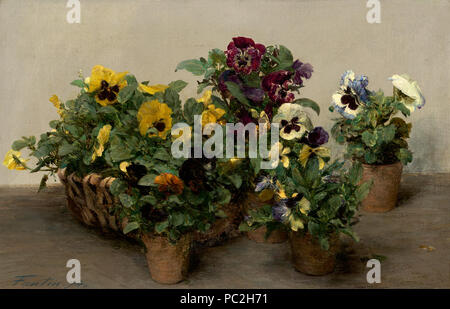 Henri Fantin-Latour (francese, 1836 - 1904 ), Pansies, 1874, olio su tela, la raccolta del sig. e della sig.ra Paolo Mellon 466 Pansies un26626 Foto Stock