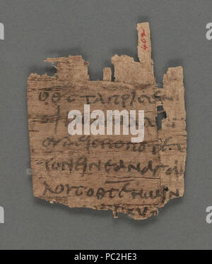 467 Papiro 9 - P. Oxy. III 402 - Houghton Library MS Gr SM3736 - La Prima Epistola di Giovanni, 4,11-12.14-17 - recto Foto Stock