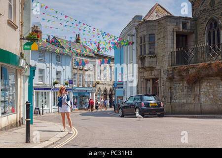 12 Giugno 2018: Falmouth, Cornwall, Regno Unito - Arwenack Street Foto Stock