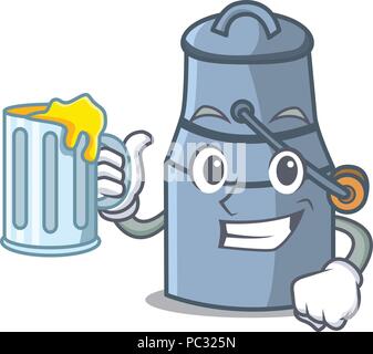 Con succo di frutta latte può mascotte cartoon Illustrazione Vettoriale