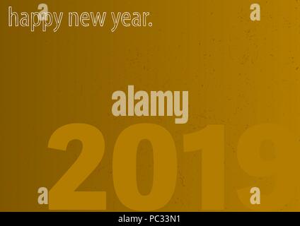 Golden grunge felice anno nuovo 2019 card Illustrazione Vettoriale