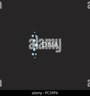 Il logo di DNA template, medical innovation technology, DNA dello sviluppo della scienza segno vettore, icona su sfondo nero. Illustrazione Vettoriale