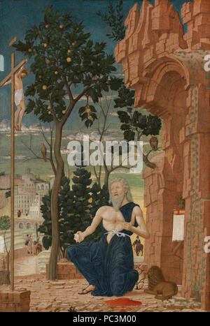 Seguace di Andrea Mantegna, San Girolamo nel deserto, c. 1475, tempera su pannello, Andrew W. Mellon Collection 537 San Girolamo nel deserto A10599 Foto Stock