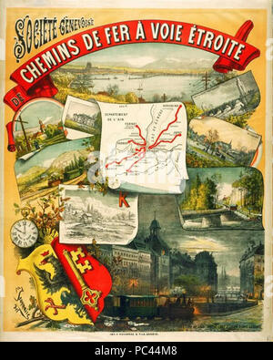 Affiche Société Genevoise des chemins de fer à voie étroite. Foto Stock